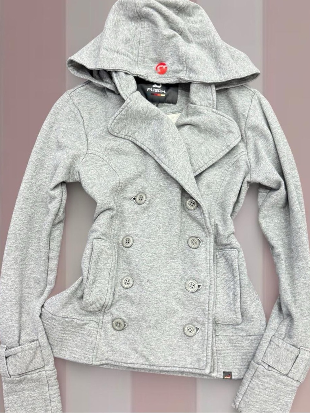 Gray Pusch hoodie jacket with hood